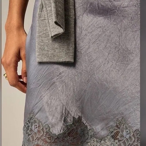 J Crew Gwen lace-trim slip skirt in textured satin Skirts